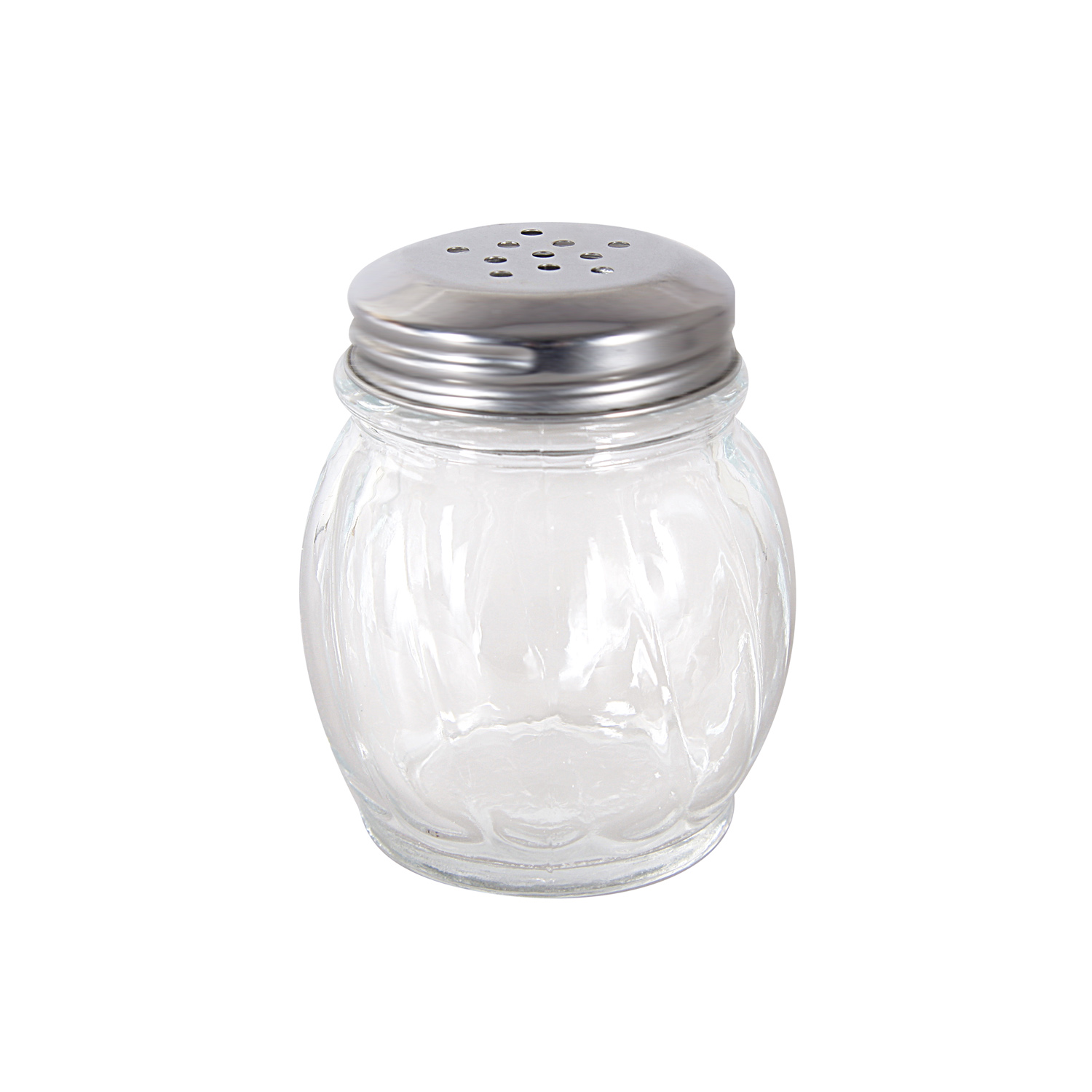 CAC China G5CS-6P Glass Cheese Shaker with Stainless Steel Perforated Top 6 oz.