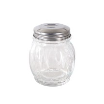 CAC China G5CS-6SL Glass Cheese Shaker with Stainless Steel Slotted Top 6 oz.  - 1 dozen