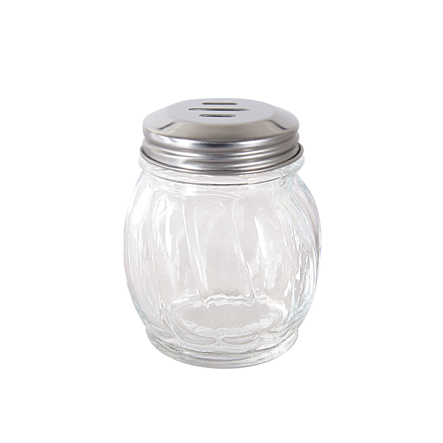 CAC China G5CS-6SL Glass Cheese Shaker with Stainless Steel Slotted Top 6 oz.