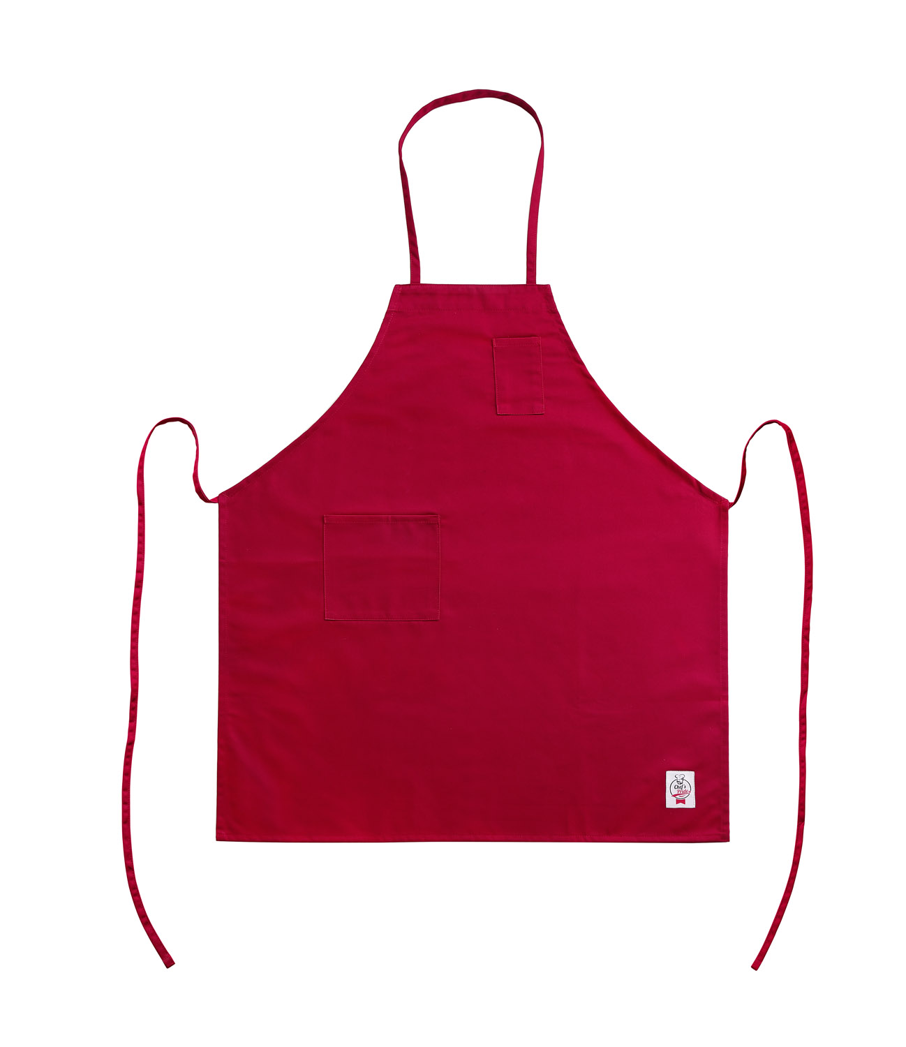 CAC China APBB-2RD Chef's Pride Full Length Red Bib Apron with Pocket