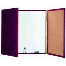 Aarco Products MP-40 Cherry Laminate Enclosed White Markerboard/Cork Bulletin Planning Board, 40&quot;W x 40&quot;H