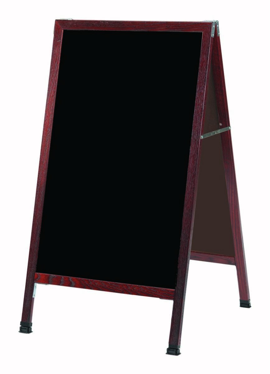 Aarco Products MA-11 Solid Oak Black Melamine A-Frame Sidewalk Markerboard, Cherry Finish, 24"W x 42"H