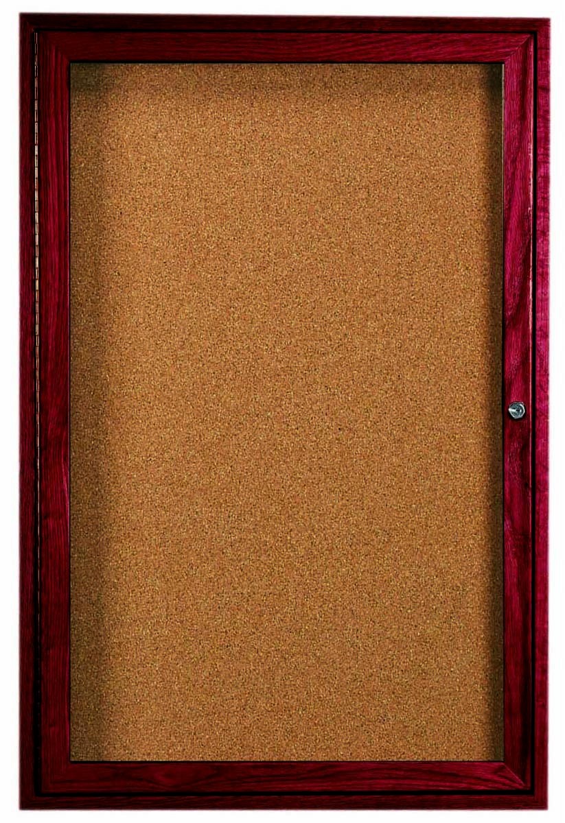 Aarco Products CBC4836R 1-Door Indoor Enclosed Bulletin Board with Cherry Frame, 36"W x 48"H 