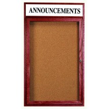Aarco Products CBC4836RH 1-Door Indoor Enclosed Bulletin Board with Cherry Frame and Header 36&quot;W x 48&quot;H