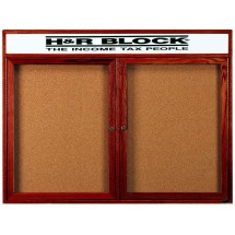 Aarco Products CBC3648RH 2-Door Indoor Enclosed Bulletin Board with Cherry Frame and Header, 48&quot;W x 36&quot;H 