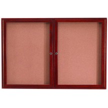Aarco Products CBC3660R 2-Door Indoor Enclosed Bulletin Board with Cherry Frame, 60&quot;W x 36&quot;H 