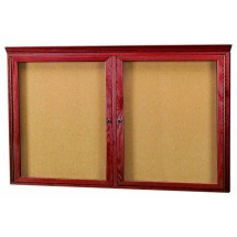 Aarco Products CBC3660RC 2-Door Indoor Enclosed Bulletin Board with Cherry Frame and Crown Molding 60&quot;W x 36&quot;H