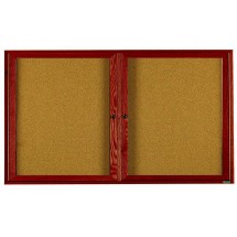 Aarco Products CBC3672R 3-Door Indoor Enclosed Bulletin Board with Cherry Frame, 72&quot;W x 36&quot;H 