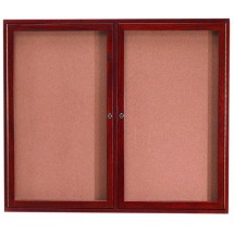 Aarco Products CBC4860R 2-Door Indoor Enclosed Bulletin Board with Cherry, 60&quot;W x 48&quot;H 