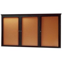 Aarco Products WBC4896RC 3-Door Enclosed Bulletin Board with Cherry Finish and Crown Molding, 96&quot;W x 48&quot;H