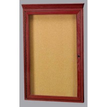 Aarco Products CBC3624RC 1-Door Enclosed Bulletin Board with Cherry Frame and Crown Molding 24&quot;W x 36&quot;H