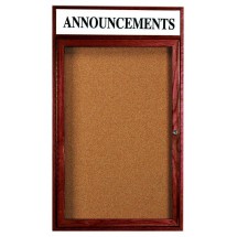 Aarco Products CBC3624RH 1-Door Enclosed Bulletin Board with Cherry Frame and Header 24&quot;W x 36&quot;H