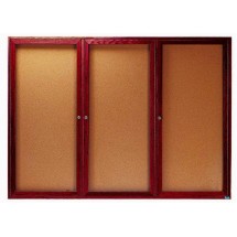 Aarco Products CBC4872-3R 3-Door Indoor Enclosed Bulletin Board with Cherry Frame. 72&quot;W x 48&quot;H