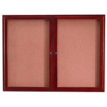 Aarco Products CBC4872R 3-Door Indoor Enclosed Bulletin Board with Cherry Frame., 72&quot;W x 48&quot;H 
