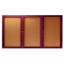 Aarco Products CBC4896-3R 3-Door Indoor Enclosed Bulletin Board with Cherry Frame, 96&quot;W x 48&quot;H 