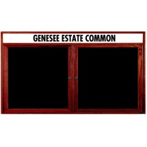 Aarco Products CDC3672H 2-Door Enclosed Changeable Letter Board with Cherry Frame and Header 72&quot;W x 36&quot;H