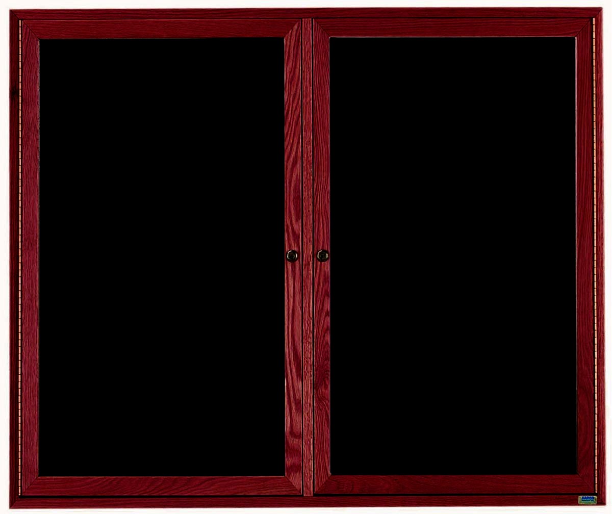 Aarco Products CDC4860 2-Door Enclosed Changeable Letter Board with Cherry Frame, 60"W x 48"H 