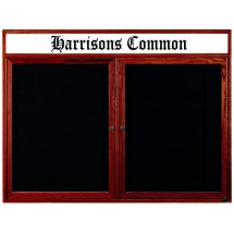 Aarco Products CDC4872H 2-Door Enclosed Changeable Letter Board with Cherry Frame and Header 72&quot;W x 48&quot;H