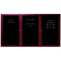 Aarco Products CDC3672-3 3-Door Enclosed Changeable Letter Board with Cherry Frame, 72&quot;W x 36&quot;H 