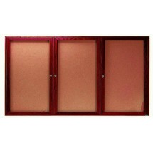 Aarco Products CBC3672- 3R 3-Door Indoor Enclosed Bulletin Board with Cherry Frame, 72&quot;W x 36&quot;H 