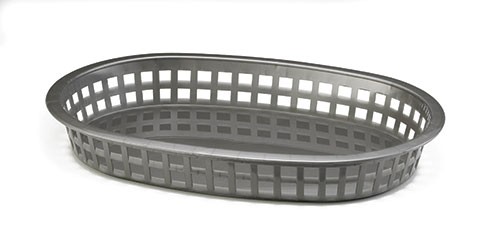 TableCraft 1076GM Gunmetal Gray Plastic Oval Chicago Platter Basket, 10-1/2" x 7" x 1-1/2"