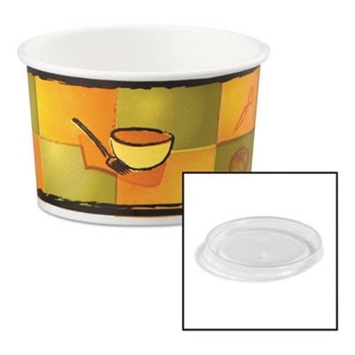 Chinet Streetside Paper Food Container with Plastic Lid, 8-10 oz., 250/Carton