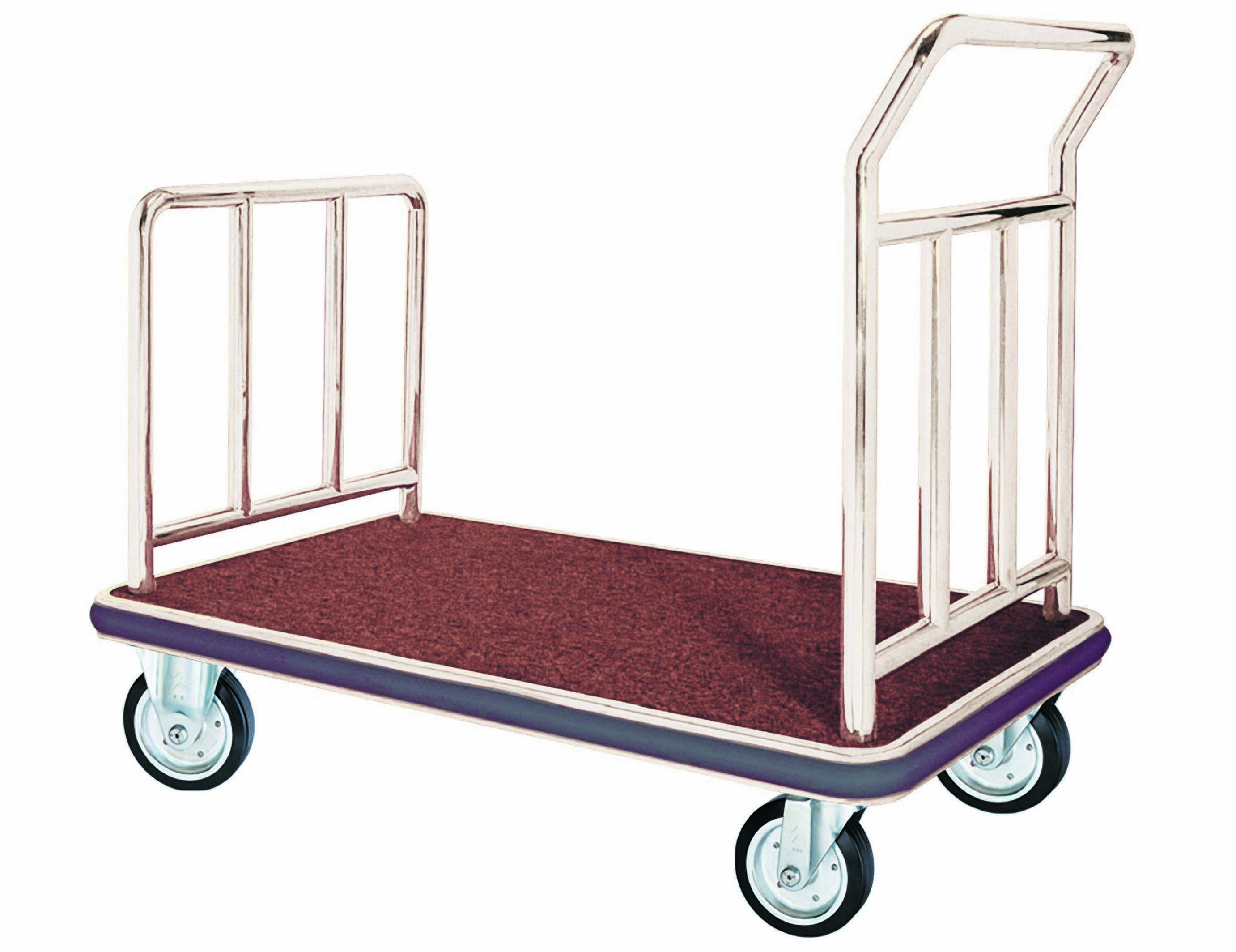 Aarco Products FB-1C Bellman's Hand Truck Luggage Cart with Carpeted Bed Chrome Finish