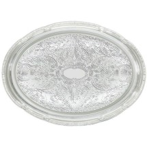 Winco CMT-1014 Chrome Plated Engraved Oval Serving Tray, 14-3/4&quot; x 10-1/2&quot;