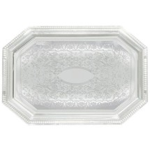 Winco CMT-1217 Chrome Plated Engraved Octagonal Serving Tray, 17&quot; x 12-1/2&quot;