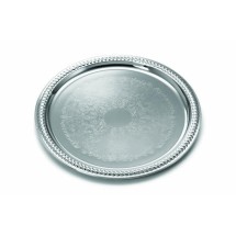 TableCraft CT13 Chrome Plated Round Embossed Serving Tray 12-3/4&quot;