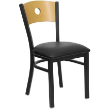 Flash Furniture XU-DG-6F2B-CIR-BLKV-GG Circle Back Black Metal Restaurant Chair - Natural Wood Back, Black Vinyl Seat