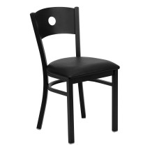 Flash Furniture XU-DG-60119-CIR-BLKV-GG Circle Back Black Metal Restaurant Chair with Black Vinyl Seat