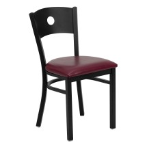 Flash Furniture XU-DG-60119-CIR-BURV-GG Circle Back Black Metal Restaurant Chair with Burgundy Vinyl Seat