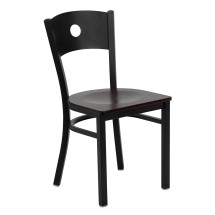 Flash Furniture XU-DG-60119-CIR-MAHW-GG Circle Back Black Metal Restaurant Chair with Mahogany Wood Seat