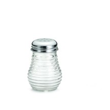 TableCraft BH4 Clear Glass 6 oz. Cheese/Pepper Shaker with Chrome-Plated Top