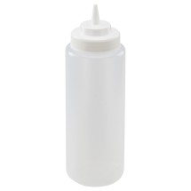 Winco PSW-32 Clear Plastic 32 oz. Wide-Mouth Squeeze Bottle
