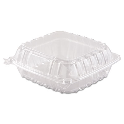 Dart ClearSeal Hinged-Lid Plastic Containers, 8.3" x 8.3" x 3", 250/Carton