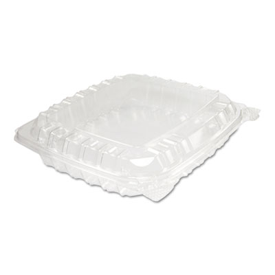 ClearSeal Plastic Hinged Container, 8-5/16 x 8-5/16 x 2, Clear, 125/BG, 2 BG/CT