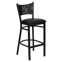 Flash Furniture XU-DG-60114-COF-BAR-BLKV-GG Coffee Back Black Metal Restaurant Barstool with Black Vinyl Seat