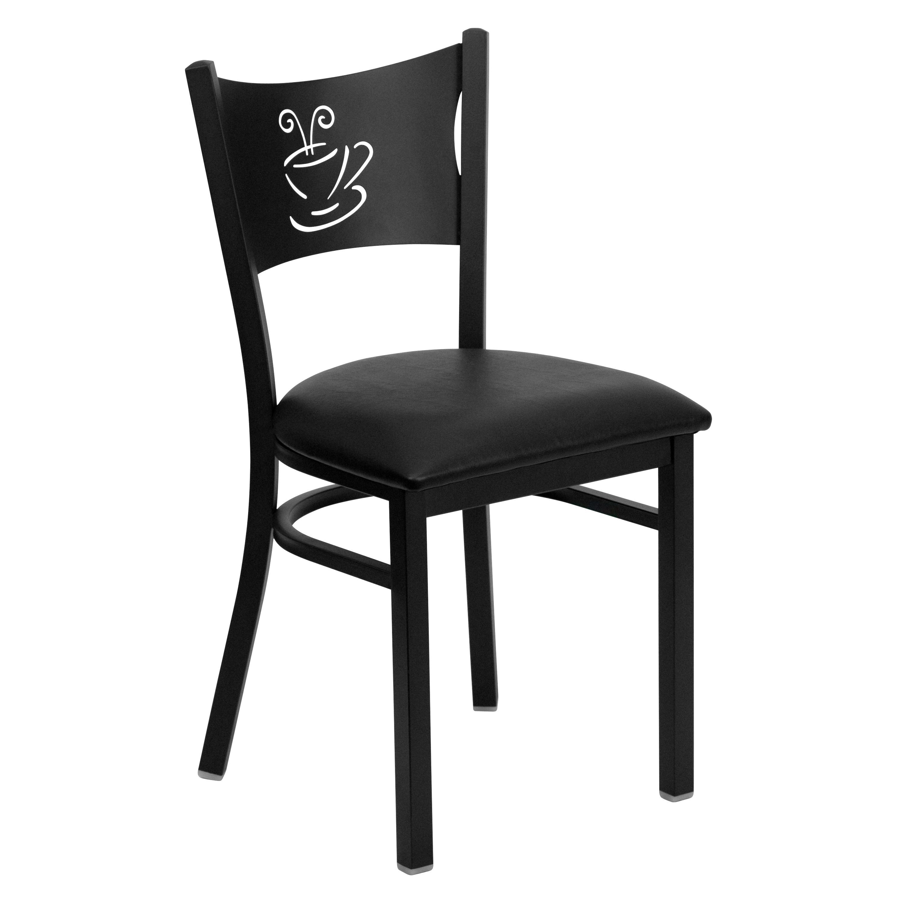 Flash Furniture XU-DG-60099-COF-BLKV-GG Coffee Back Black Metal Restaurant Chair with Black Vinyl Seat