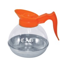CAC China BVCD-64OR Orange Coffee Decanter with Stainless Steel Base 64 oz.