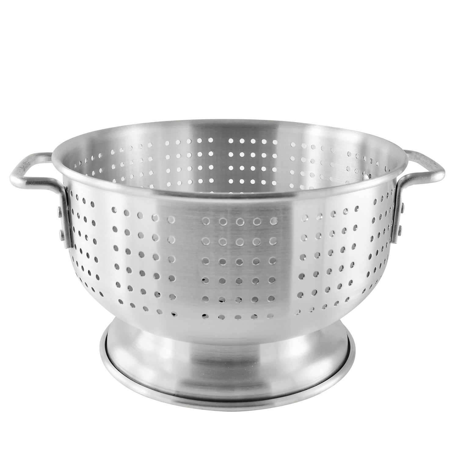 CAC China ALCL-16SH Aluminum Flat-Handle Footed Colander, 16 Qt.