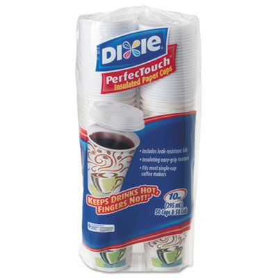 Combo Bag, Paper Hot Cups, 10oz, 50/Pack, 6 Packs/Carton