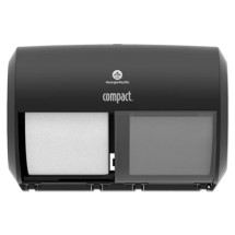 Compact Coreless Side-by-Side 2-Roll Tissue Dispenser, 11.5 x 7.625 x 8, Black