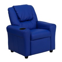 Flash Furniture DG-ULT-KID-BLUE-GG Contemporary Blue Vinyl Kids Recliner with Cup Holder and Headrest