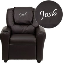Flash Furniture DG-ULT-KID-BRN-GG Contemporary Brown Vinyl Kids Recliner with Cup Holder and Headrest