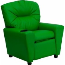 Flash Furniture BT-7950-KID-GRN-GG Contemporary Green Vinyl Kids Recliner with Cup Holder