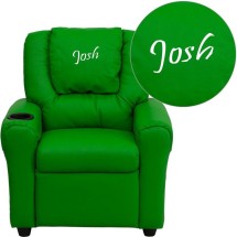 Flash Furniture DG-ULT-KID-GRN-GG Contemporary Green Vinyl Kids Recliner with Cup Holder and Headrest