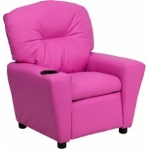 Flash Furniture BT-7950-KID-HOT-PINK-GG Contemporary Hot Pink Vinyl Kids Recliner with Cup Holder