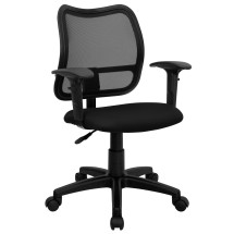 Flash Furniture WL-A277-BK-A-GG Contemporary Mesh Task Chair Black Fabric Seat and Arms